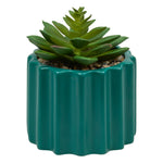 Artificial Potted Plant "Flow" - Small Glazed Ceramic Succulent