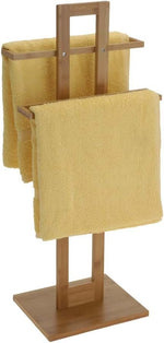 Towel Rack with Natural Wood Finish for Bathroom