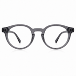 Round gray eyeglasses on a white background