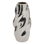 "Sky" Vase - Twisted Glazed Dolomite Ceramic, Mirror Silver, Two Sizes