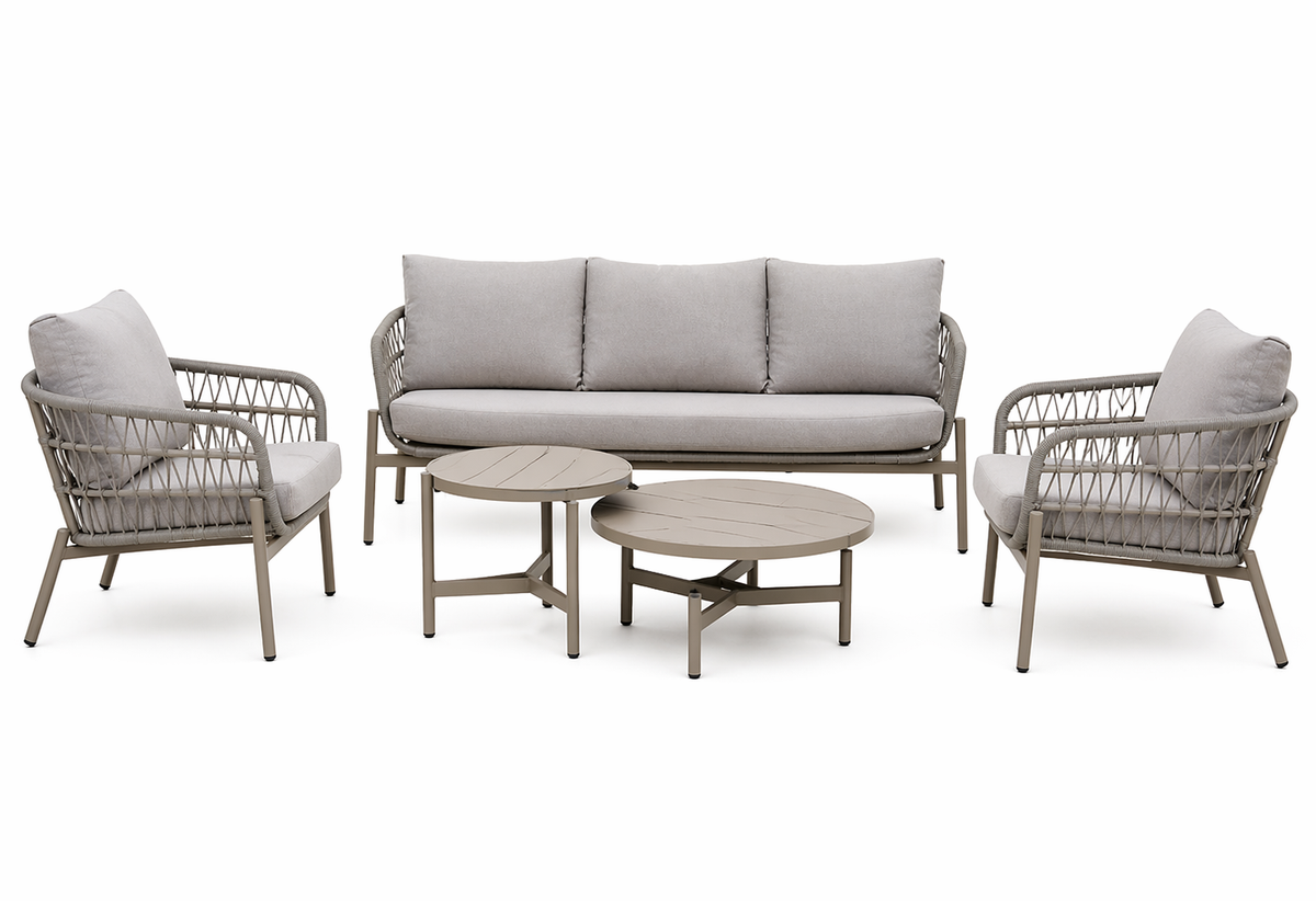 Modern Outdoor Lounge Set with Ceramic Tables