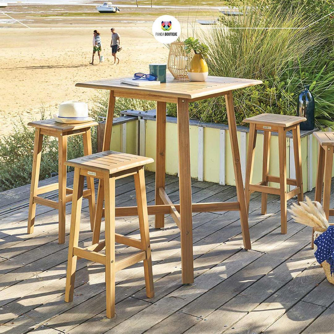 Tiwi High Stool Acacia Outdoor Bar Stool Rustic Wood Seating