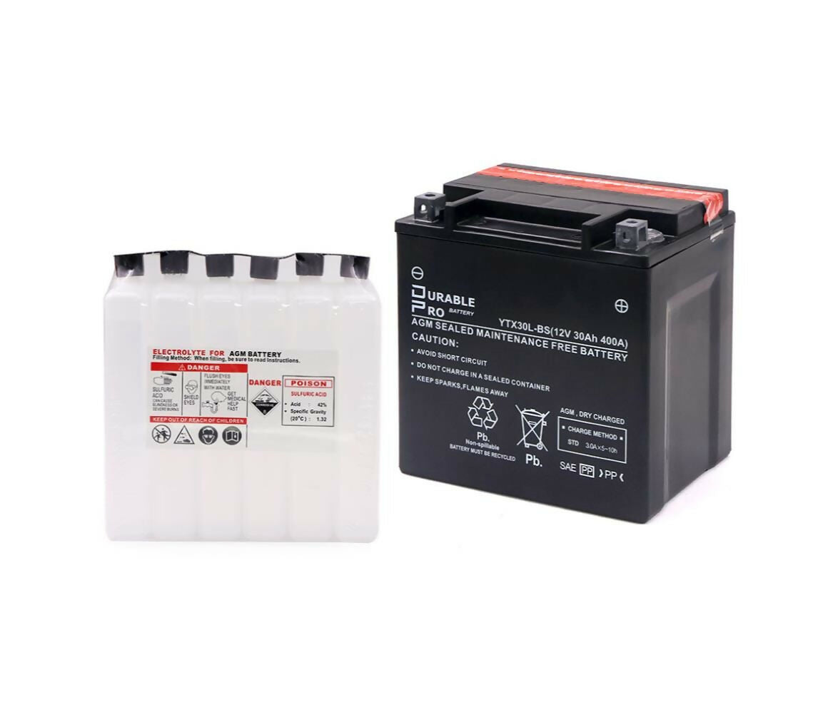Motorcycle Battery | YTX30L-BS Durable Pro| 12V 30Ah