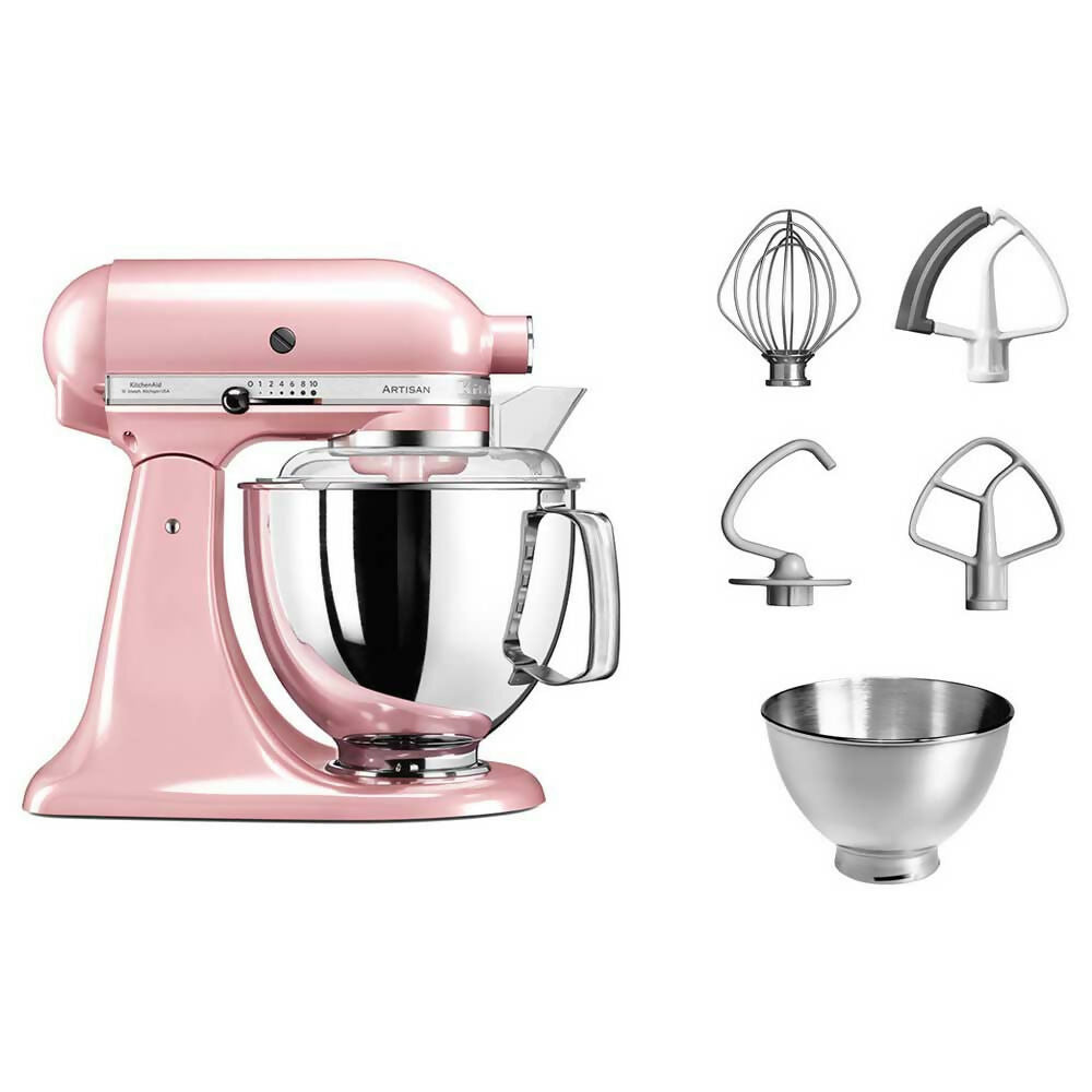 KitchenAid Artisan Tilt Head Stand Mixer 4.8L + PS + Prep Bowl + Flex Edge Beater - Silky Pink