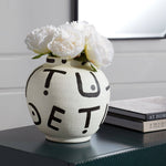 Letter Vase, Modern White Ceramic Decorative Accent for Home