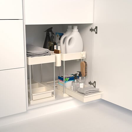 2-tier sliding organizer for cabinets – under-sink kitchen rack