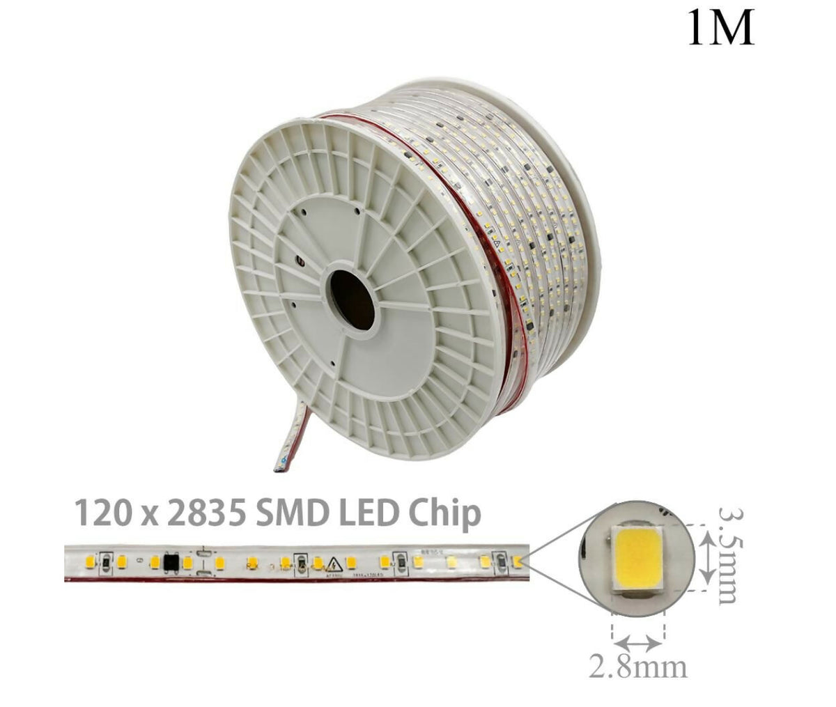 LED Rope | 220V AC 5W | 2835 | Warm White | Per Meter