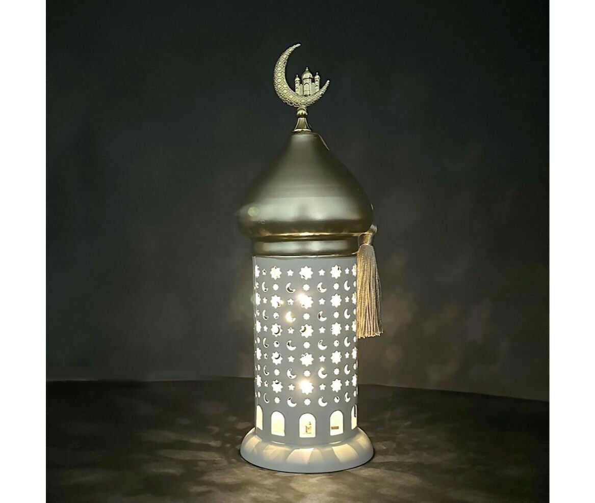 Lantern Fanous Light | Metal | 32x11cm | White+Gold