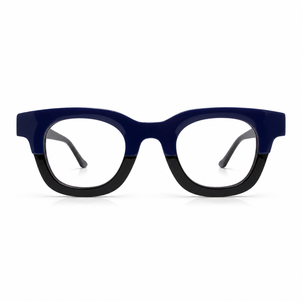 Blue and black eyeglasses 