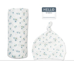 Lulujo Birth Announcement Hat & Swaddle Blanket Set (Blueberries)