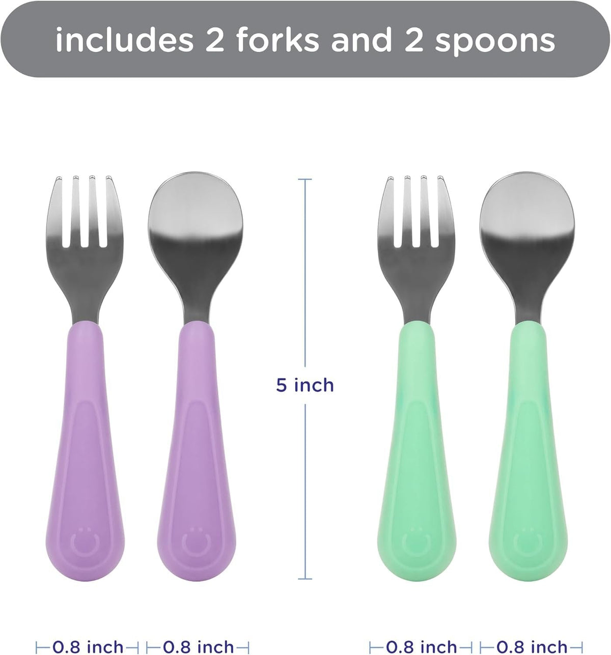 Ubbi Stainless Steel Utensil Set – Smoothie Purple & Sugar Snap