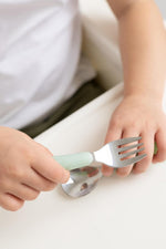 Ubbi: Toddler Stainless Steel Fork & Spoon Set (4-Pack) – Blue & Green