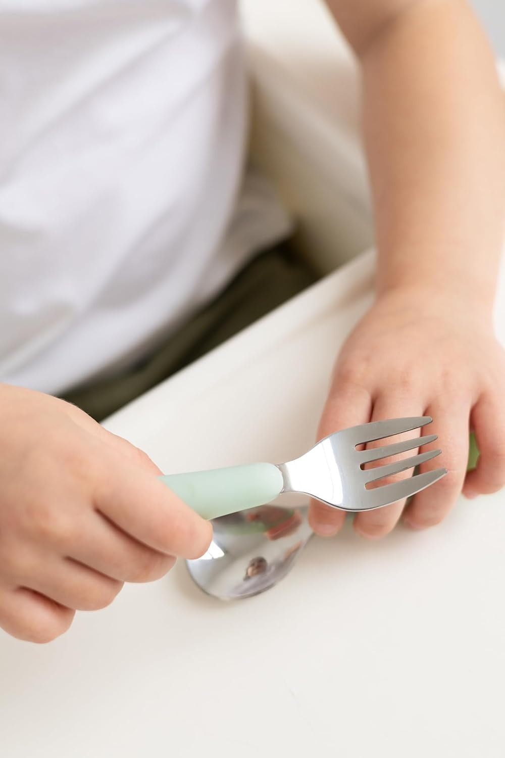 Ubbi: Toddler Stainless Steel Fork & Spoon Set (4-Pack) – Blue & Green