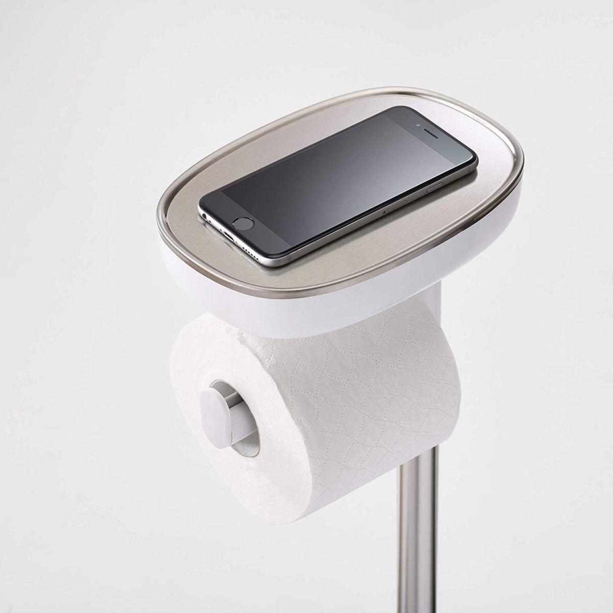 Joseph Joseph EasyStore Butler Toilet Paper Holder Stand and Spare Roll Storage with Shelf and Drawer, Stainless Steel