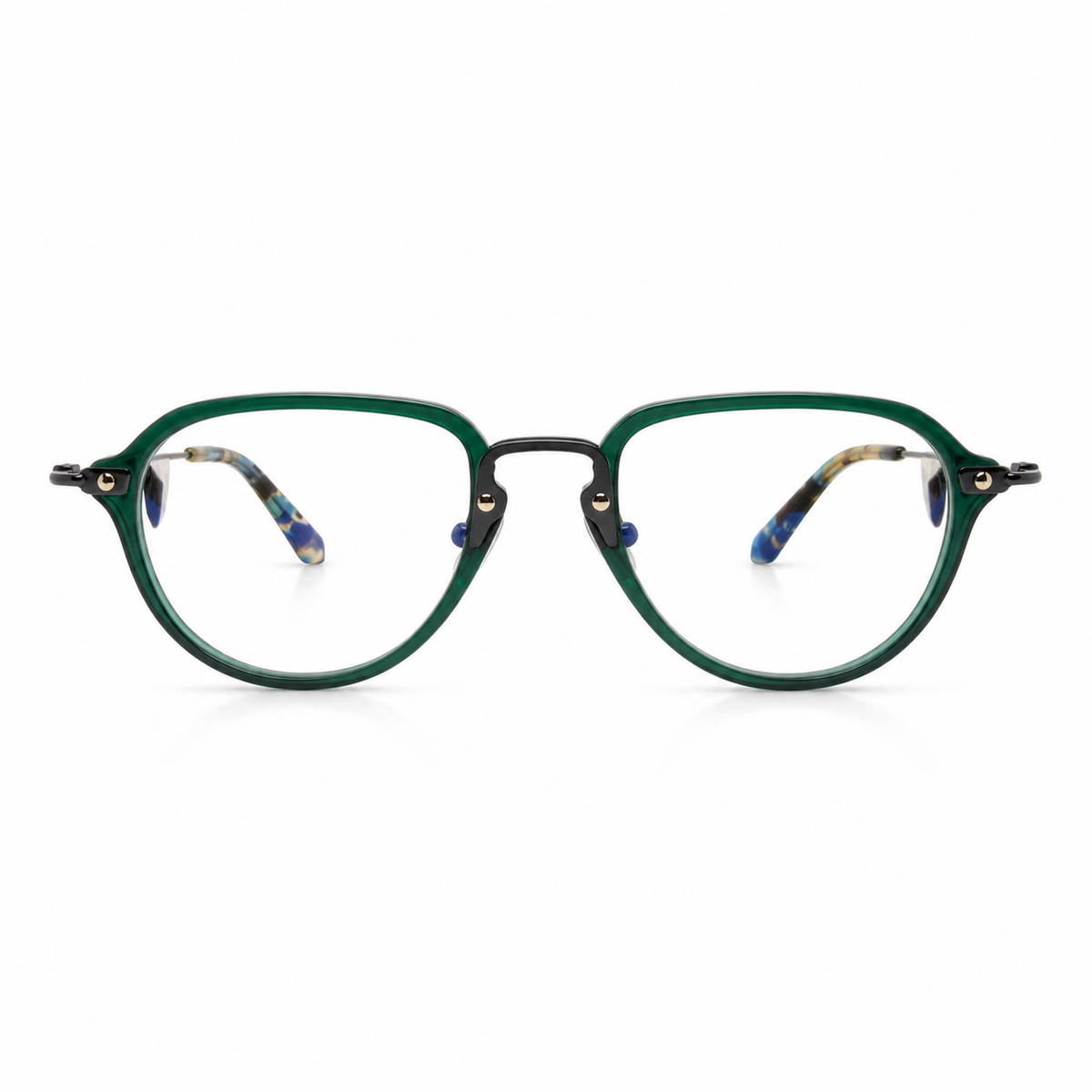 geometric dark green eyeglasses 