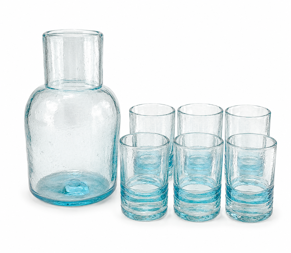 Handmade Glass Carafe with 6 Liqueur Cups Set – Carafe 23 cm