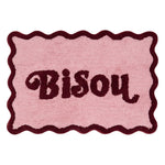 Wool-effect Rug "Cherry" - Pink Tufted Cotton Rug, Wavy Edges