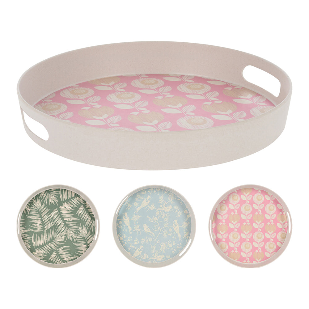 Serving Tray Bamboo Melamine - Aqua, Black, Pink, 30.5X4.5 cm
