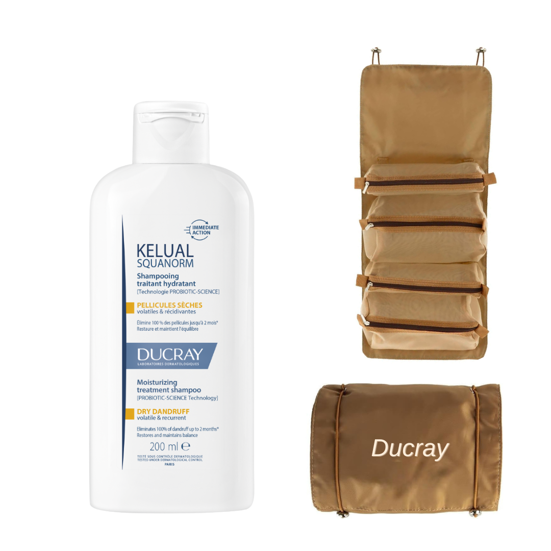 Ducray Kelual Squanorm Moisturizing Shampoo 200ml Get Free Ducray Cosmetic Bag-1