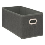 Linen Storage Box - Textured PP Fabric Organizer with Oval Metal Handle