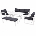 OUTDOOR ALUMINUM SET 3+1+1 WITH BENCH & TABLE