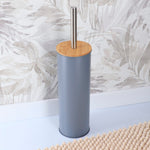 Toilet Brush with Bamboo Cover Modern Metal Bathroom Accessory