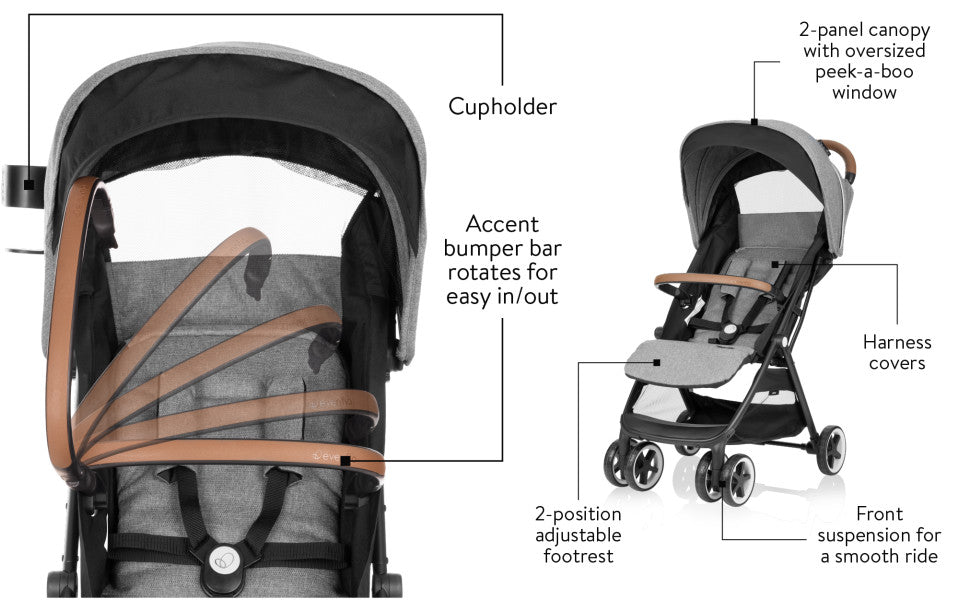 Evenflo Gold Otto Self-Folding Stroller Moonstone Gray