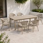 7-Piece Outdoor Dining Set Aluminum Extendable Table and Woven Chairs