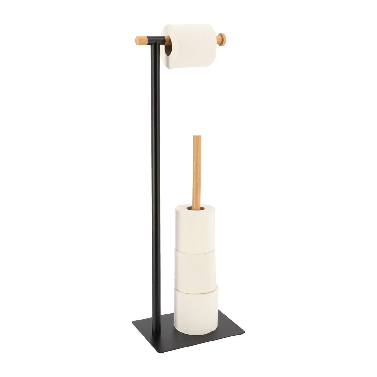 Metal & Bamboo Toilet Paper Dispenser, Freestanding 5-Roll Holder