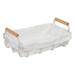 Metal Breadbasket with Removable Fabric Liner & Pine Handles, 27.6×15.9×10.9 cm
