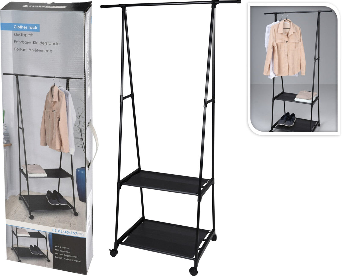 CLOTHING RACK, Metal, Retractable, Black