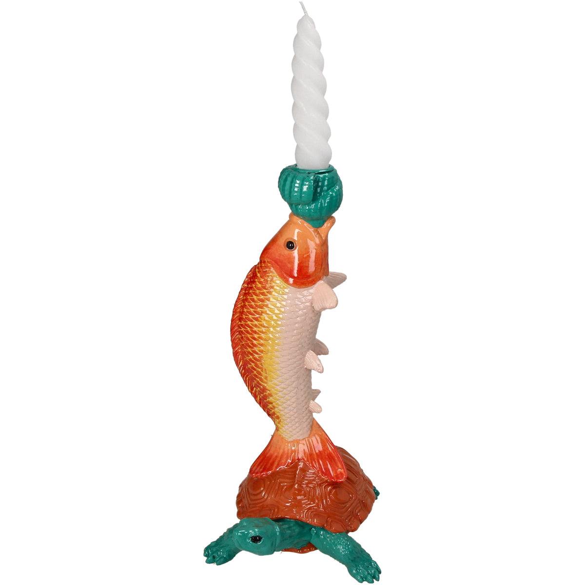 Candlestick Turtle Polyresin Candle Holder 29 cm Orange Green