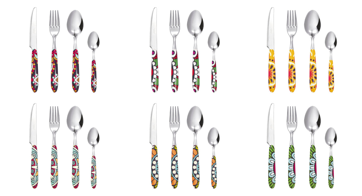 MANDALA ETNO 24 PCS MULTI DECORATION CUTLERY SET