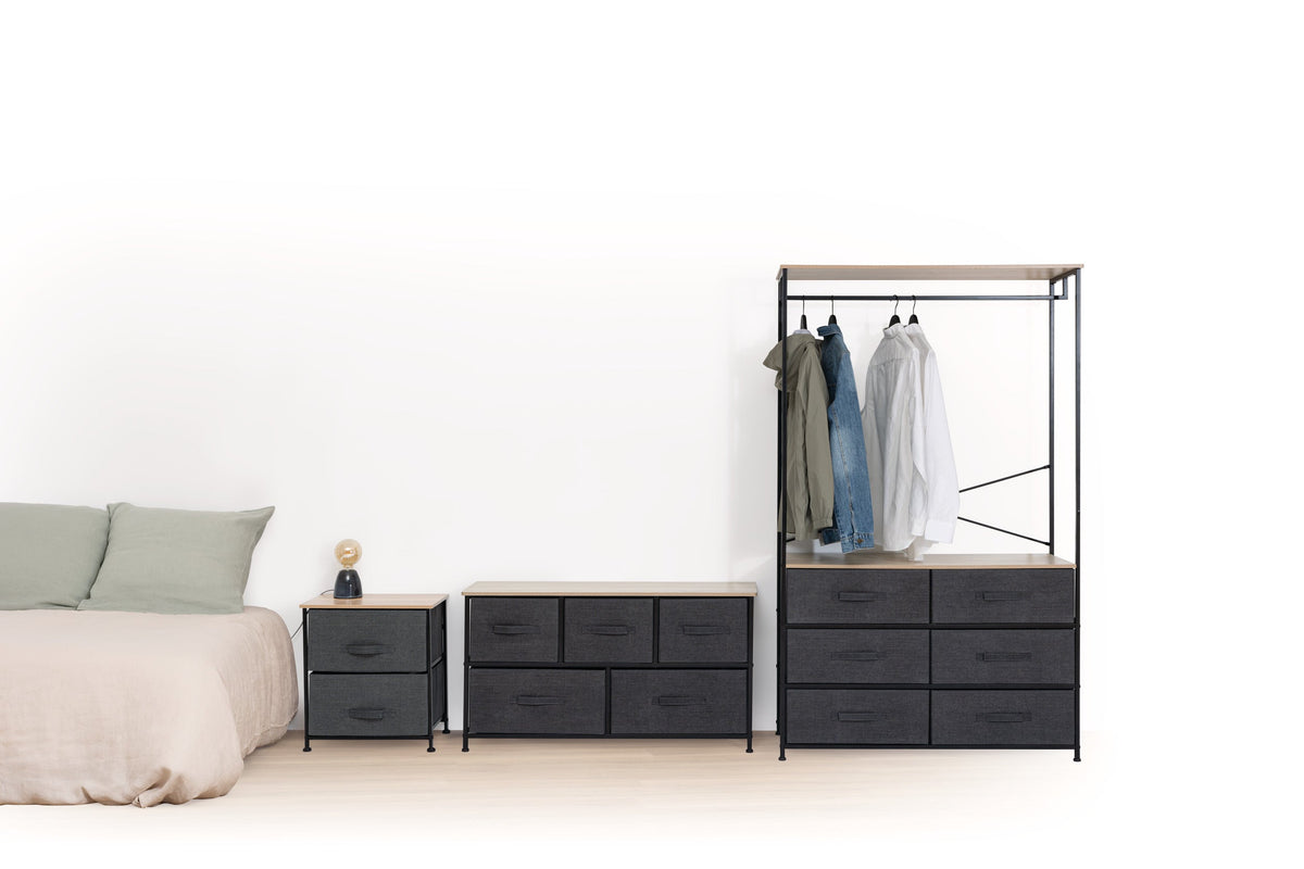 Tissa Hanging Rail with 6 Drawers, Steel Frame