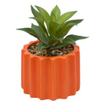 Artificial Potted Plant "Flow" - Small Glazed Ceramic Succulent