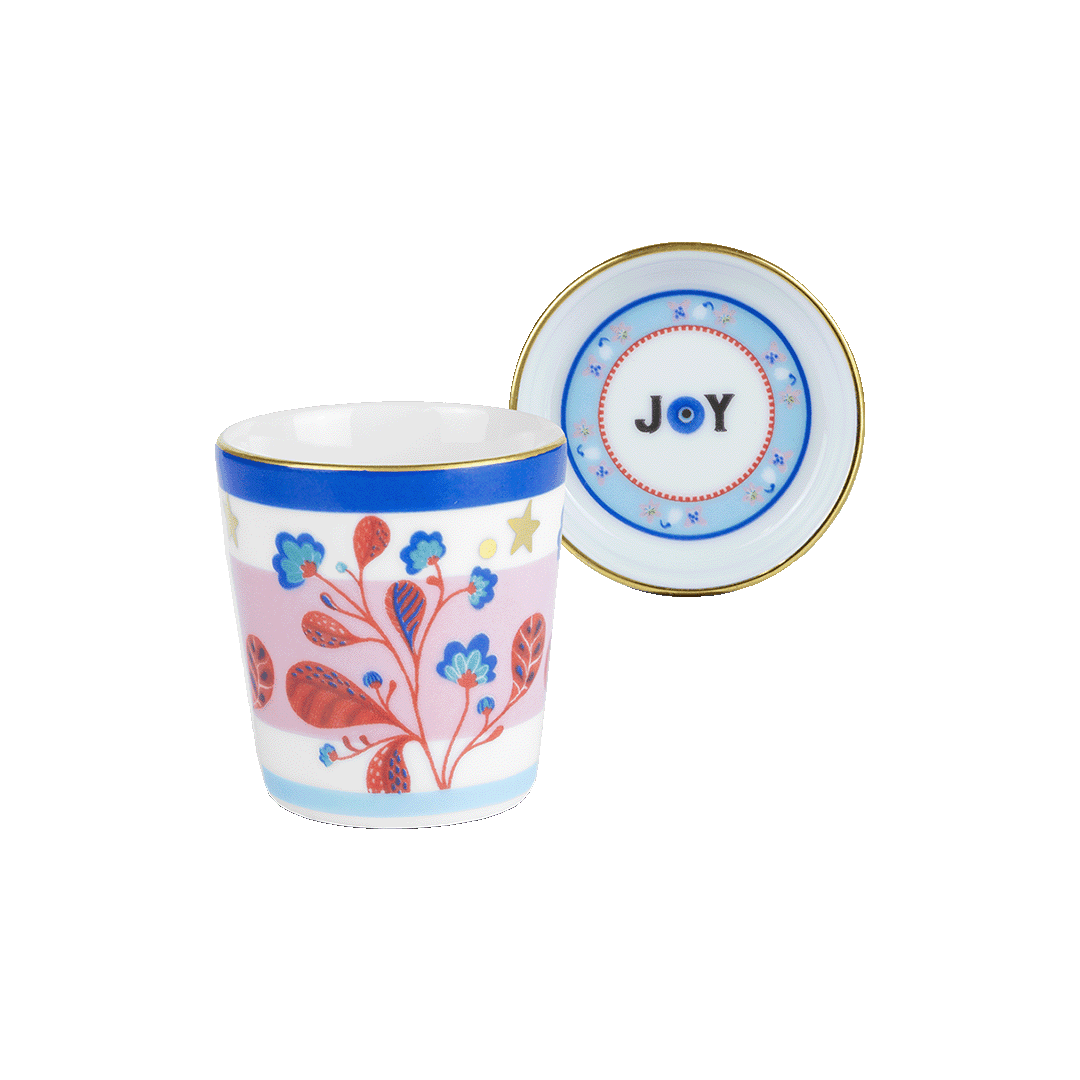 ESPRESSO CUP WITH LID/SAUCER LEAVES