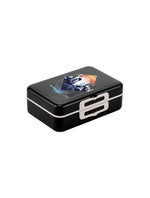 Tondo Decorated Plastic Lunch Box, Black, 1000 CC