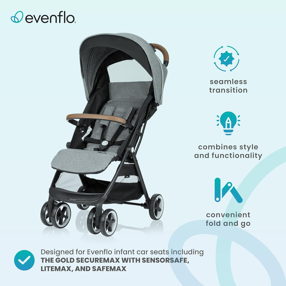 Evenflo Gold Otto Self-Folding Stroller Moonstone Gray