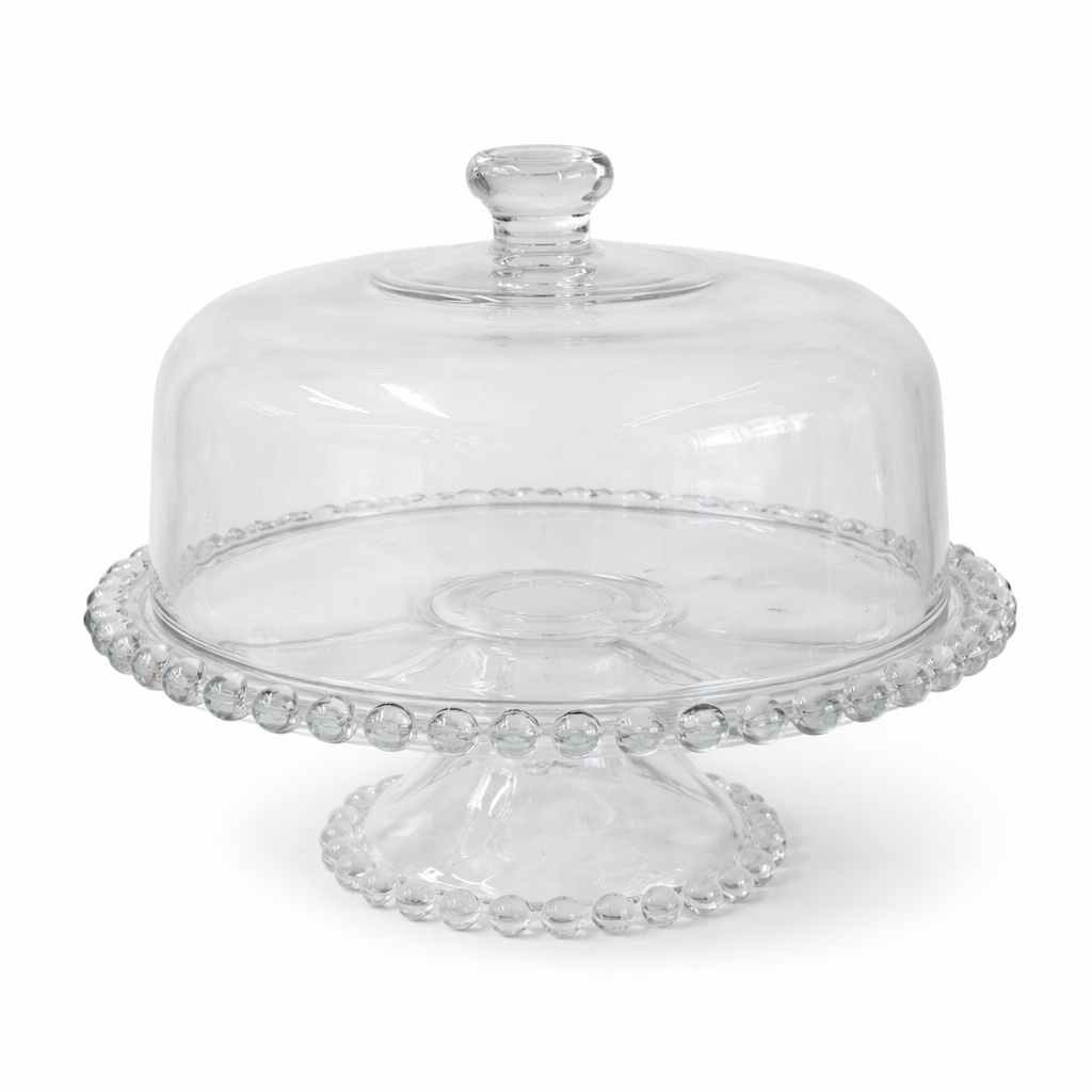 3-in-1 Glass Cake Stand with Cover 31cm Pearl Crystal
