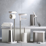Joseph Joseph EasyStore Butler Toilet Paper Holder Stand and Spare Roll Storage with Shelf and Drawer, Stainless Steel