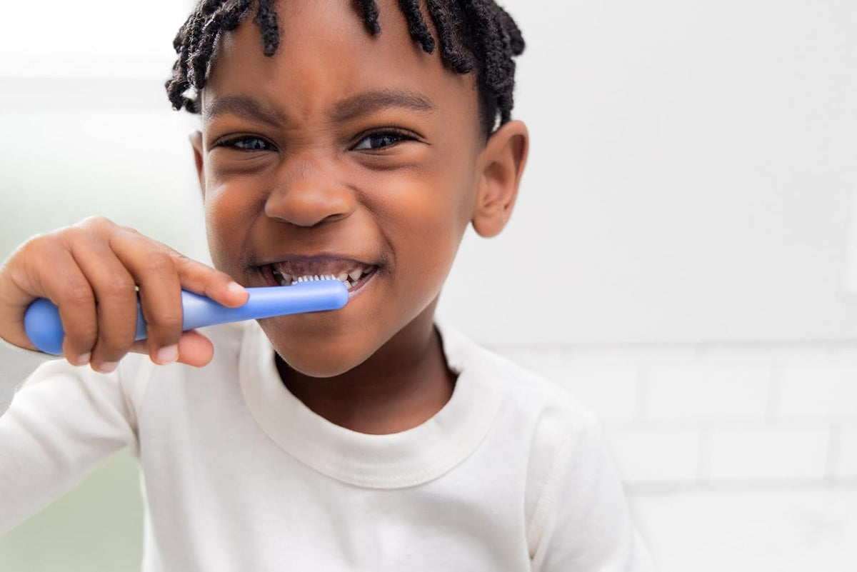 Ubbi: Toddler Training Toothbrush Set – Polaris Blue & Zest Green