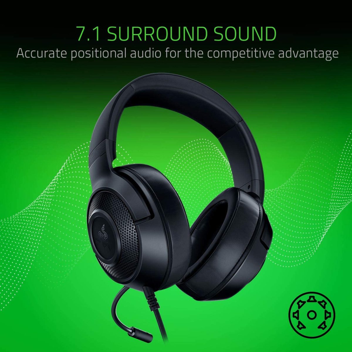 Razer Kraken X Lite Ultralight Gaming Headset: 7.1 Surround Sound - Black