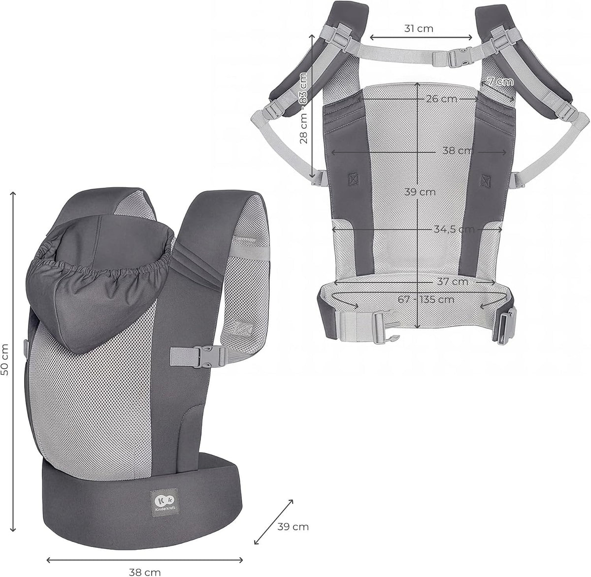 Kinderkraft: CARRYBEE Ergonomic Baby Carrier (Gray)