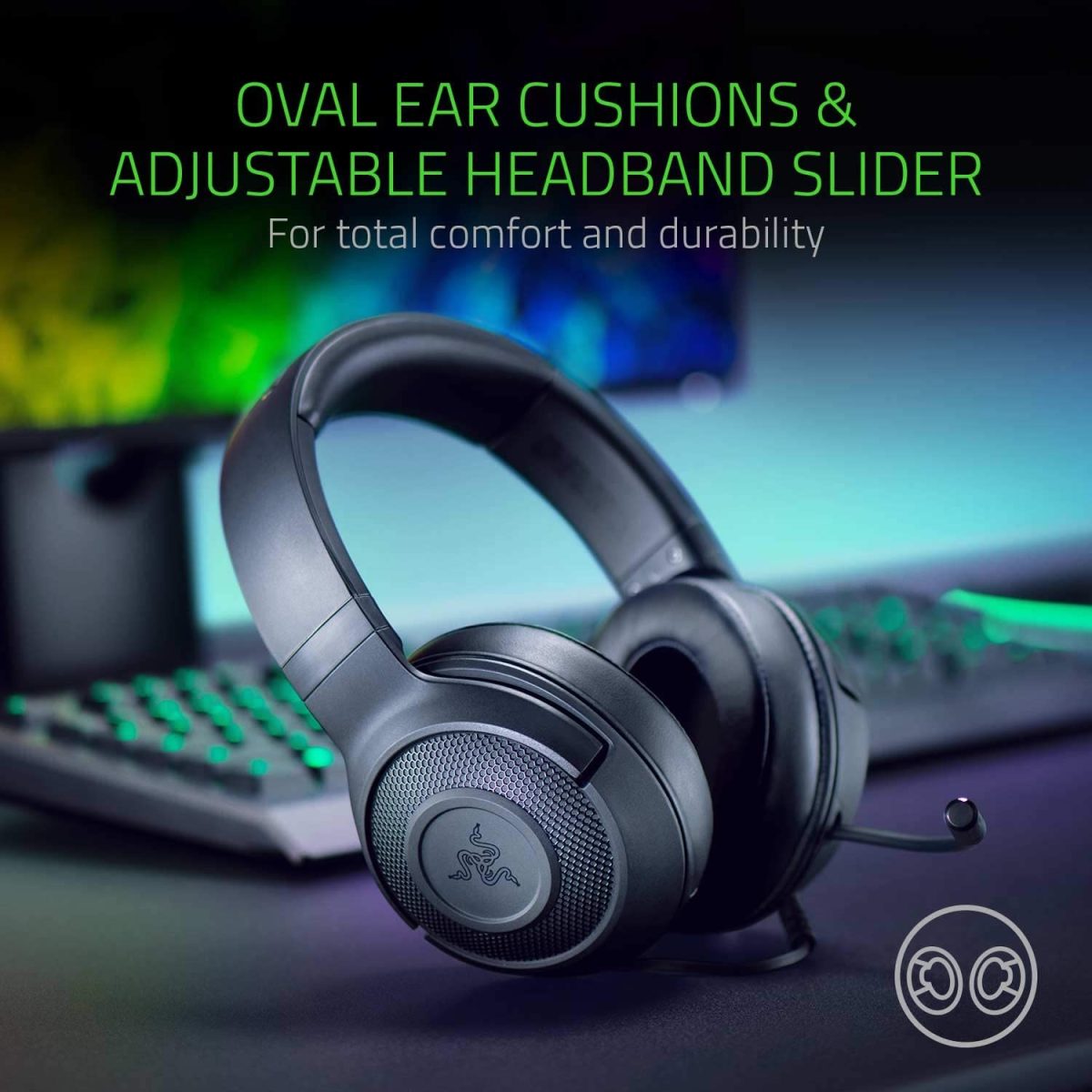 Razer Kraken X Lite Ultralight Gaming Headset: 7.1 Surround Sound - Black