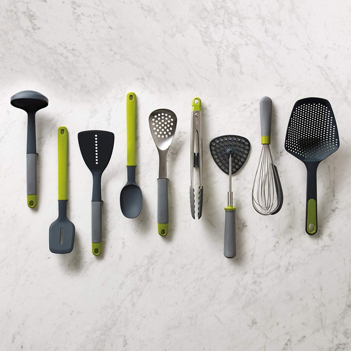 Joseph Joseph 10161 Delta Folding Potato Masher Stores Flat Space Saving Locking, One-Size, Gray/Green