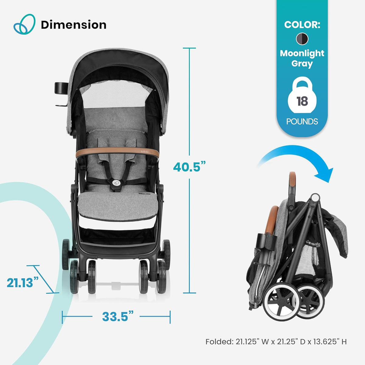 Evenflo Gold Otto Self-Folding Stroller Moonstone Gray
