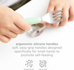 Ubbi: Toddler Stainless Steel Fork & Spoon Set (4-Pack) – Blue & Green