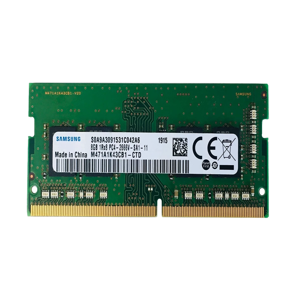 Samsung (M471A1K43CB1-CTD) 8Gb DDR4-2666 SoDIMM - Single Rank; Double Sided