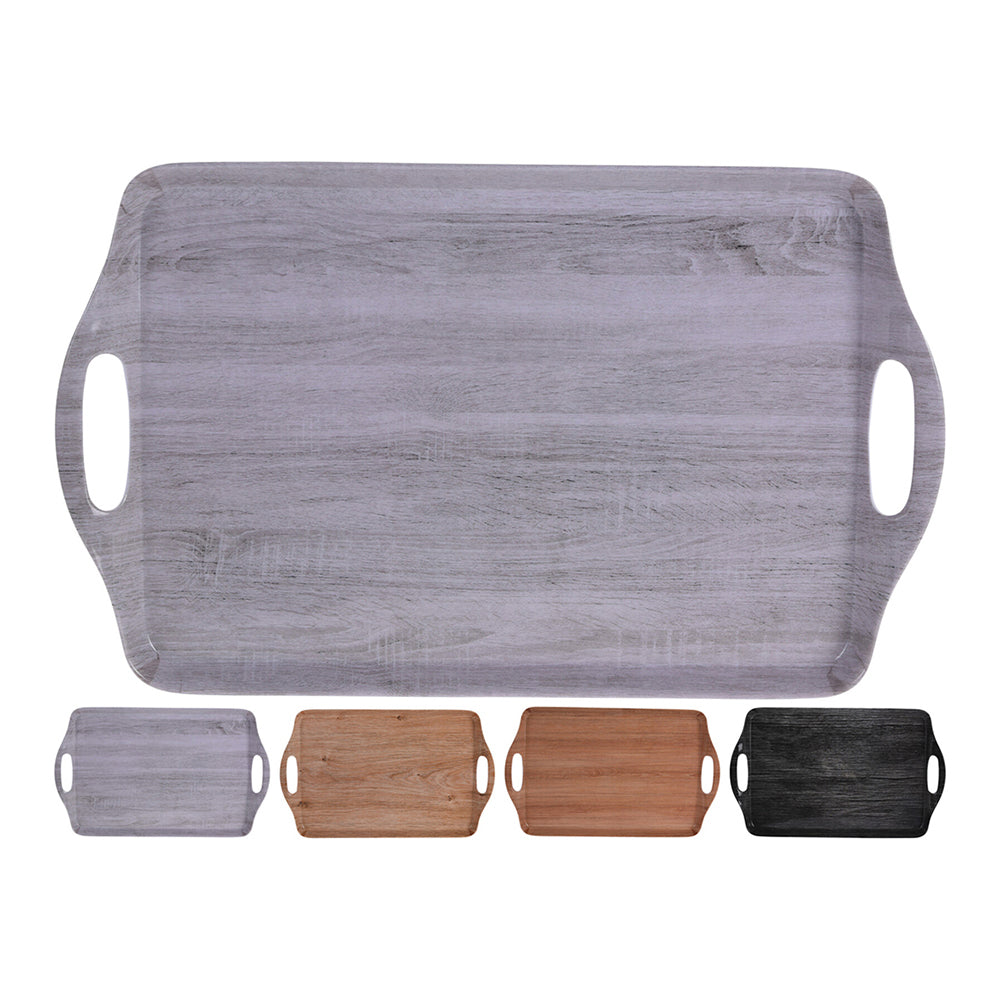 Melamine Serving Tray - Bamboo, Dark Grey, Light Grey