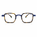 Tortoise and blue eyeglasses